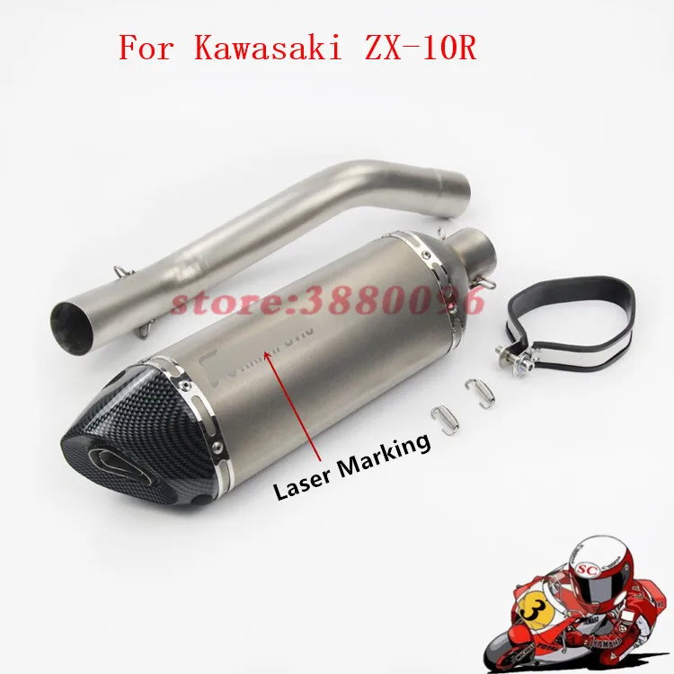 

Motorcycle Full Exhaust System Slip on For Kawasaki ZX-10R Carbon Fiber Exhaust Muffler Pipe