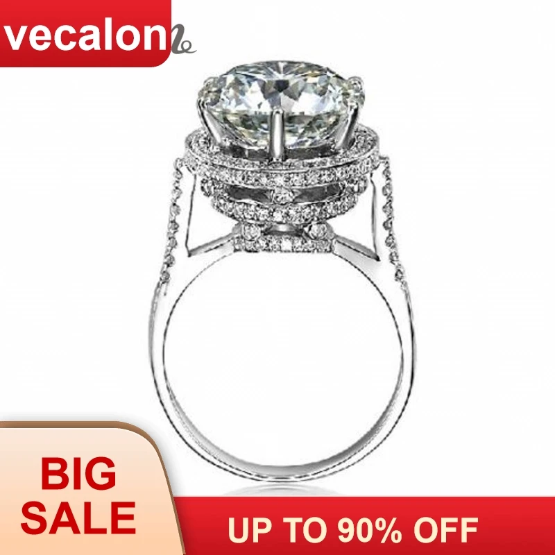 Vecalon 2016 Брендовое дизайнерское женское кольцо с короной 5ct AAAAA Циркон cz