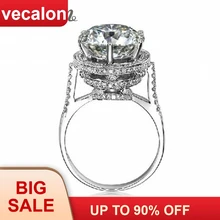 Vecalon 2016 מותג עיצוב נשי כתר טבעת 5ct AAAAA זירקון cz 925 כסף סטרלינג אירוסין נישואים טבעת עבור נשים(China)