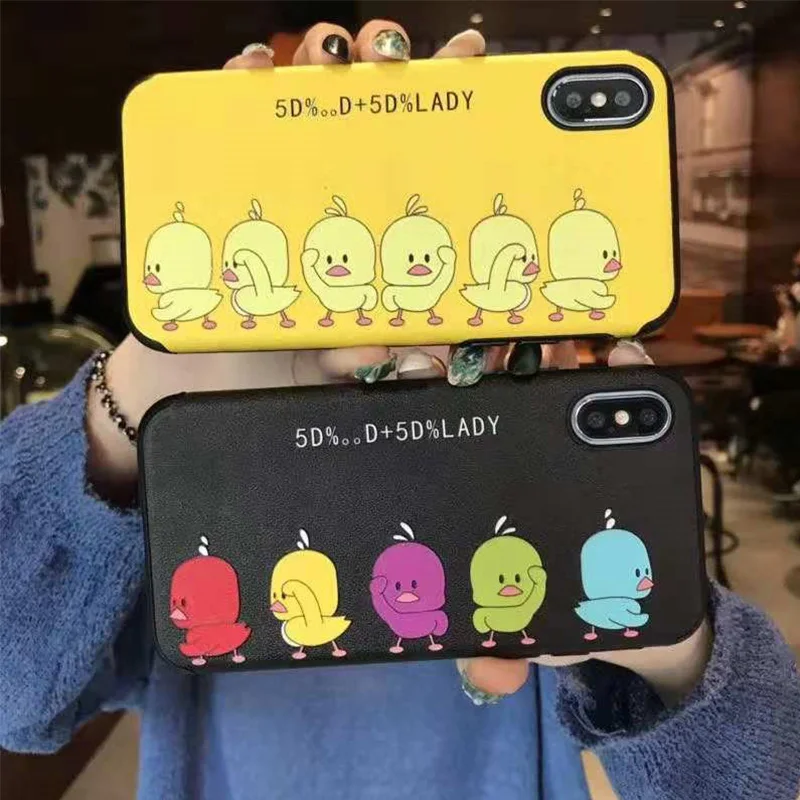 Cartoon Case For iPhone XS MAX XR X 3D Relief Yellow Duck Silicon Soft Back Cover 7 7Plus 6S 6 8 Plus Capa Funda |