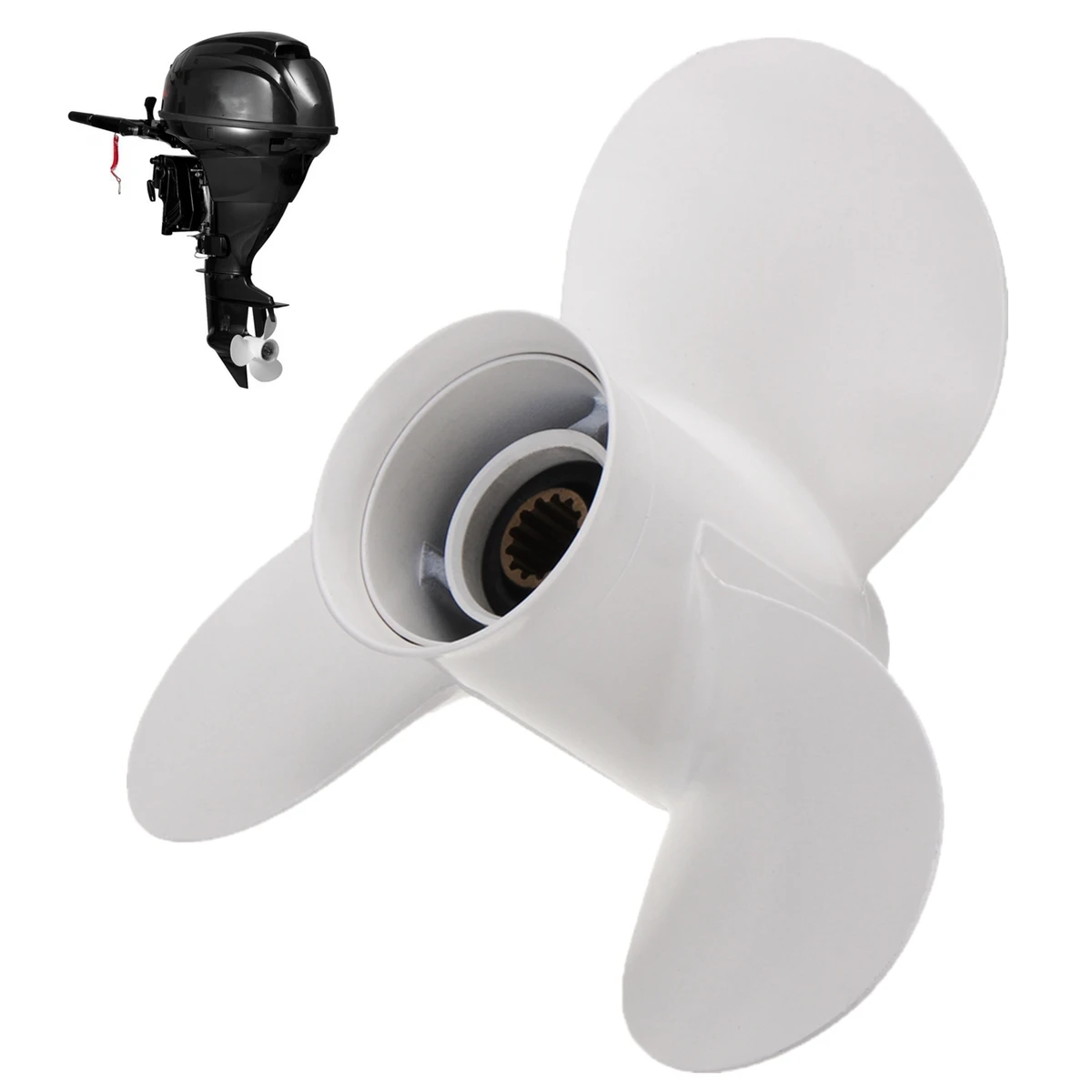 

69W-45947-00-EL/663-45947-02-EL Boat Outboard Propeller 11-5/8 x 11 Aluminum For Yamaha 25-60HP White 3 Blades 13 Spline Tooth
