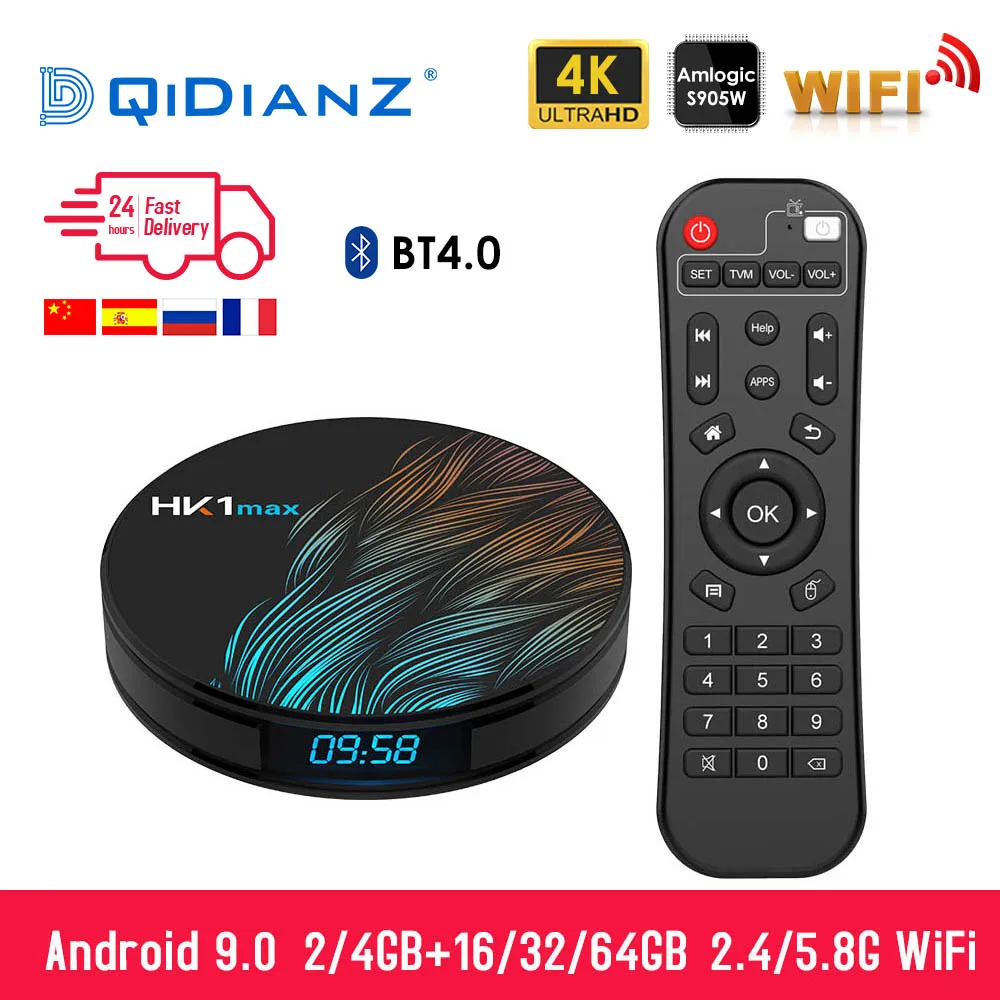 

HK1MAX Smart tv box Android 9.0 2.4G/5G Wifi BT 4.0 RK3328 Quad Core 4K 1080P Full HD hk1 max Set-Top Box Netflix KD Player
