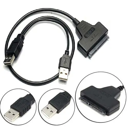USB 2.0 to 2.5inch 22Pin 7+15 ATA SATA 2.0 HDD/SSD Adapter Converter Cable Adapter