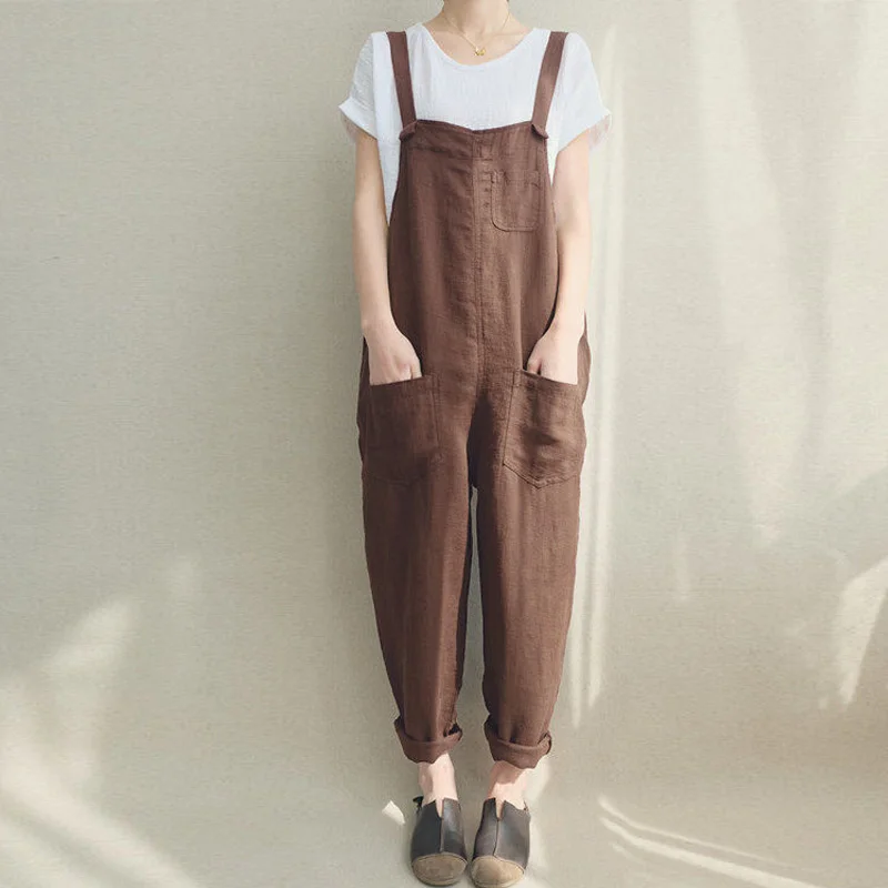 2019 Xnxee Summer Women Strappy Pockets Casual Solid Dungarees Cotton Linen Long Jumpsuits Loose Bib Overalls Rompers Plus Size 2019 Xnxee Summer Women Strappy Pockets Casual Solid Dungarees Cotton Linen Long Jumpsuits Loose Bib Overalls Rompers Plus Size