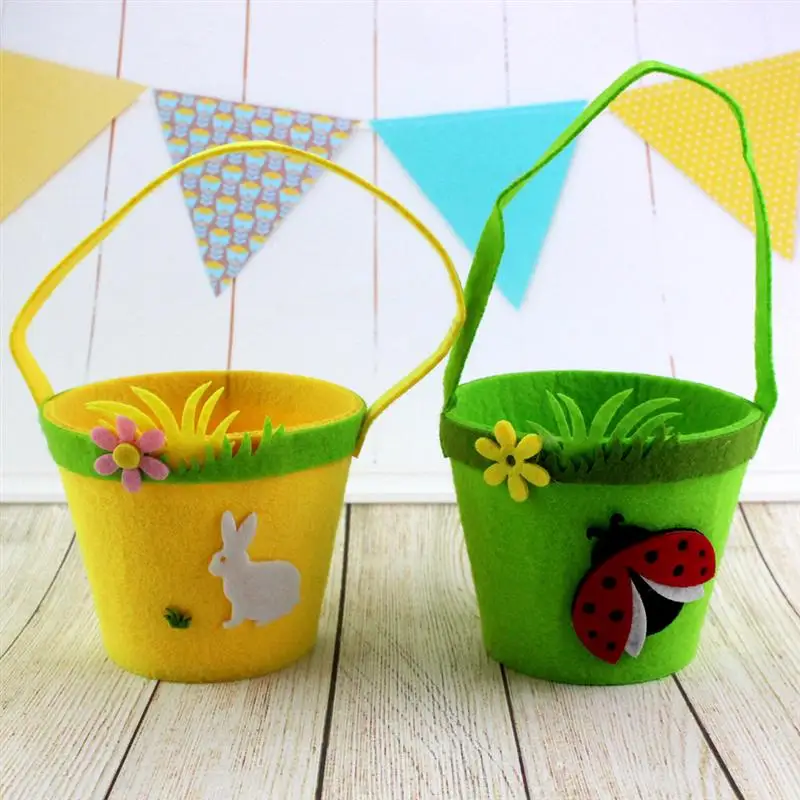 

1pc Easter Basket Non-woven Fabric Adorable Portable Container Bag for Gifts Treats Goodies Favors Candies Egg Hunts Easter