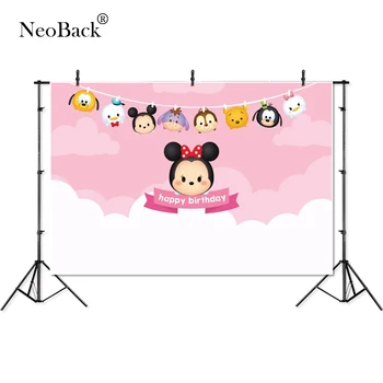 

Thin Vinyl happy birthday Minnie Mickey Donald Duck children Photography studio Backgrounds professional indoor Photo Backdrops