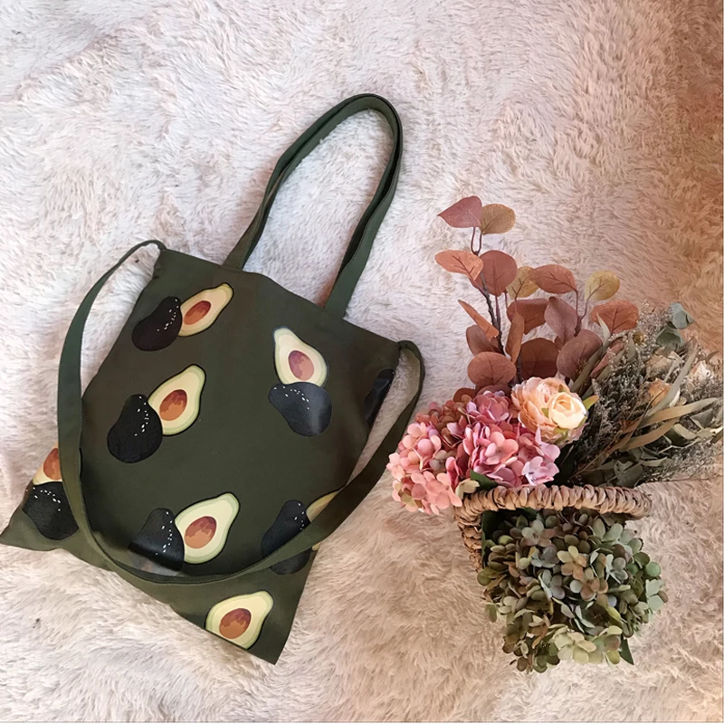 

[Super Seabob] 2019 Spring Summer Woman Stylish Fruit Pattern Three Straps Large Capacity Canvas Shoulder Bag All Match LI907