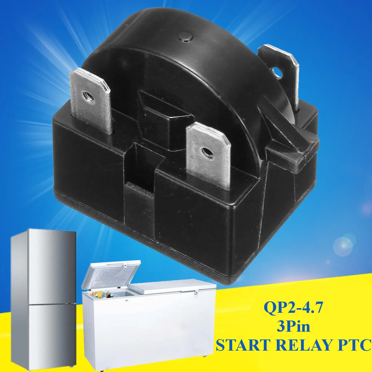 

1Pc QP2-4.7 3Pin PTC Refrigerator Start Relay Cooler Compressor Wine Centers Beverage Coolers Compressor Starter