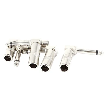 

New 5 Pieces Silver Tone 90 Degree Angle 6.35mm Mono Guitar Welding Adapter
