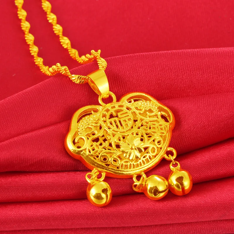 Alluvial Gold Longevity Lock with bells for Children Good Lucky Charms ...