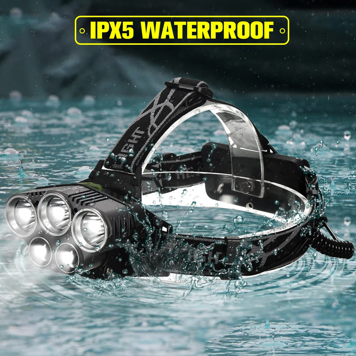 USB перезаряжаемая фара 50000lm 3 * T6 + 2 Q5 светодиодный головной фонарь для рыбалки свет
