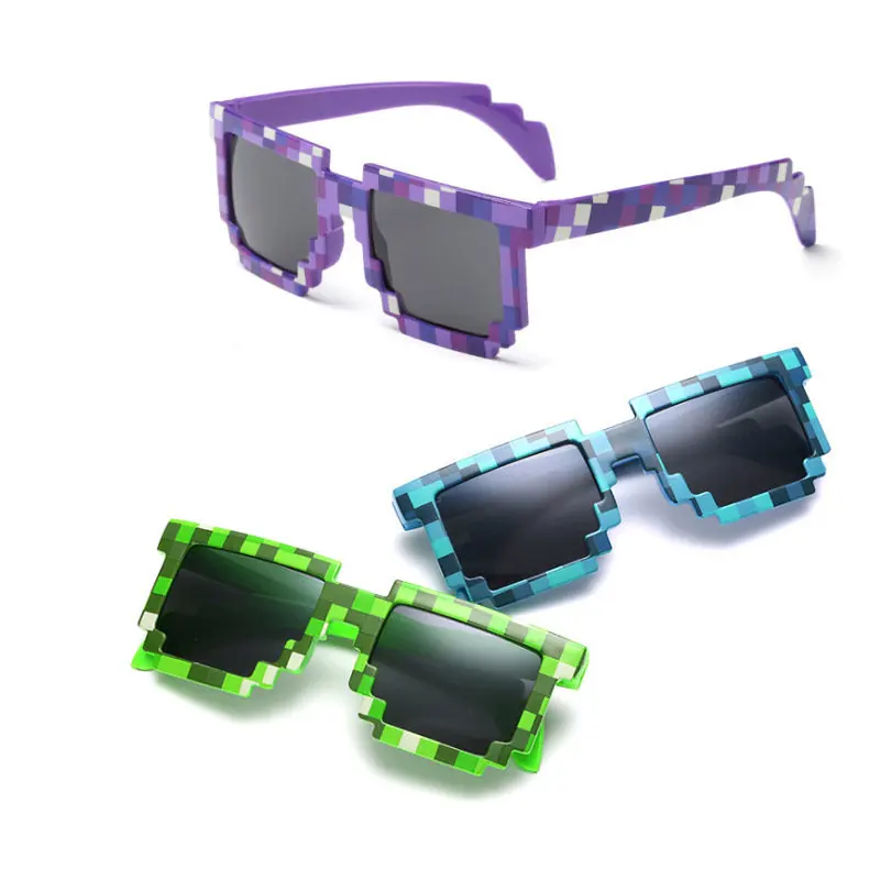 

Oulylan Pixel Mosaic Party Glasses Vintage Minecraft 8 bit Pixel Sunglasses Women Men Plaid Sun Glasses kids fashion Glasses