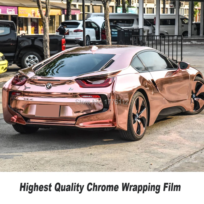 

high stretchable Rose gold Chrome Air Bubble Free Mirror Vinyl Wrap Film Sticker Sheet 5ft X 65ft/Roll