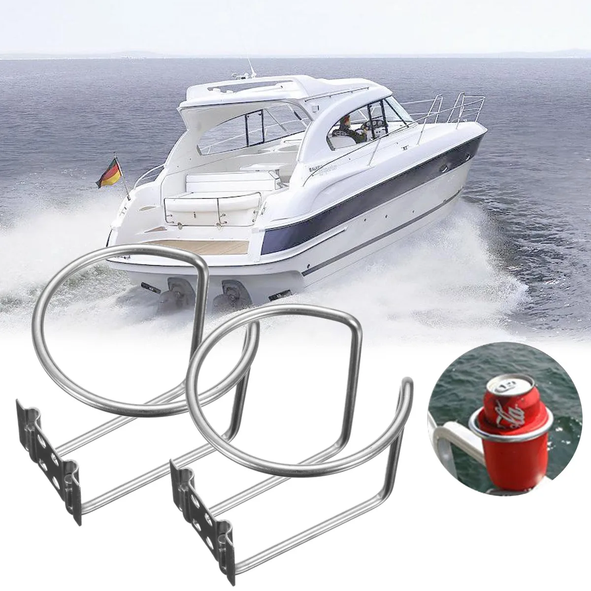 2pcs Universal Car Ring Cup Holder 304 Stainless Steel Water Drink