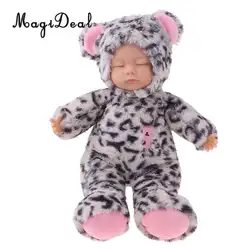 35 см реалистичные мягкие Reborn Спящая плюшевая кукла с леопардовой одеждой детские игрушки