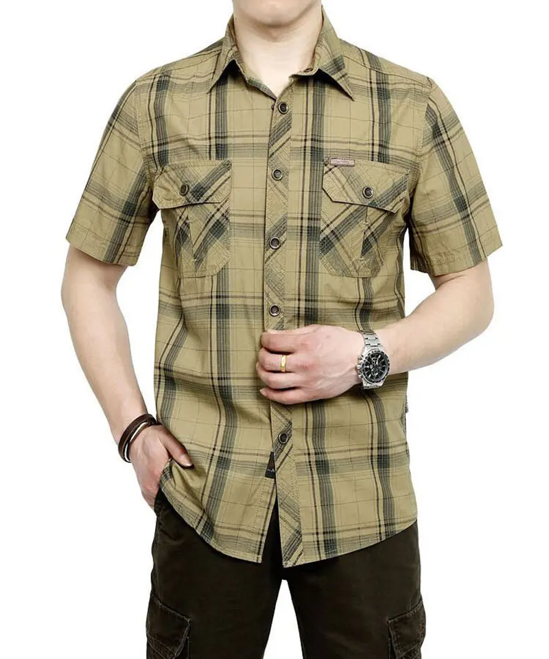 

3XL 4XL 5XL Men Plaid Shirts ship from Russia Stock Drop Shiping