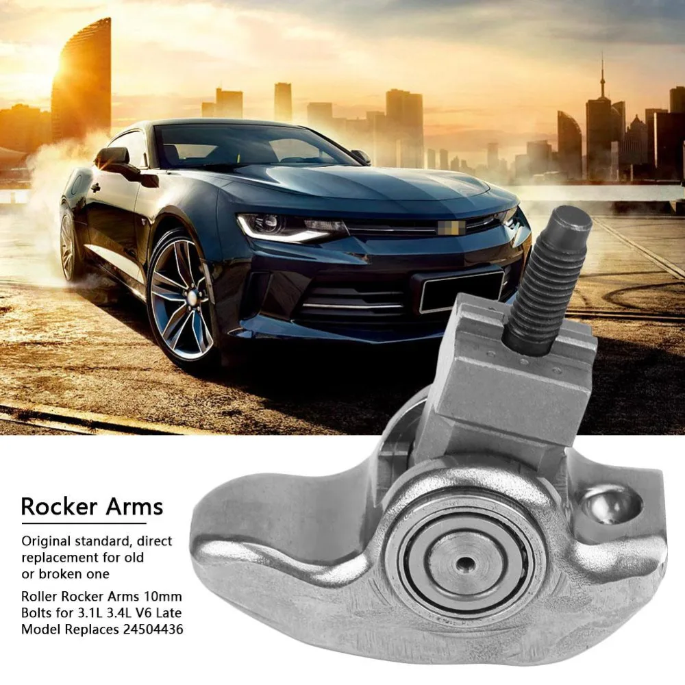 Car Roller Rocker Arms 10mm Bolts for 3.1L 3.4L V6 Late Model Replaces OEM 24504436 High