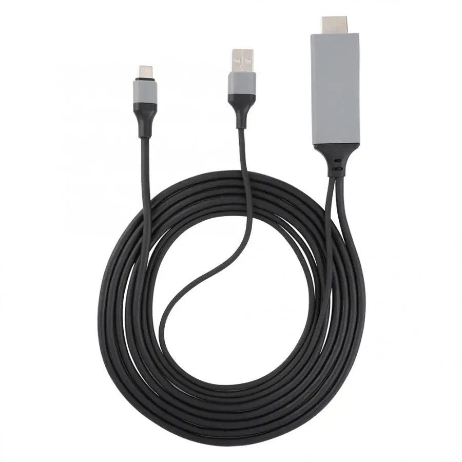 

Black 2M PVC 4k 2k HD HDMI Video Cable for Type-c Interface Phone for Playing Games Watching Movies and Meeting