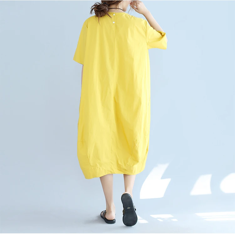 LANMREM 2020 Summer New Pattern Loose Casual Irregular Printing Dress Round Collar Short Sleeve Large Size Cloth For Women YH167