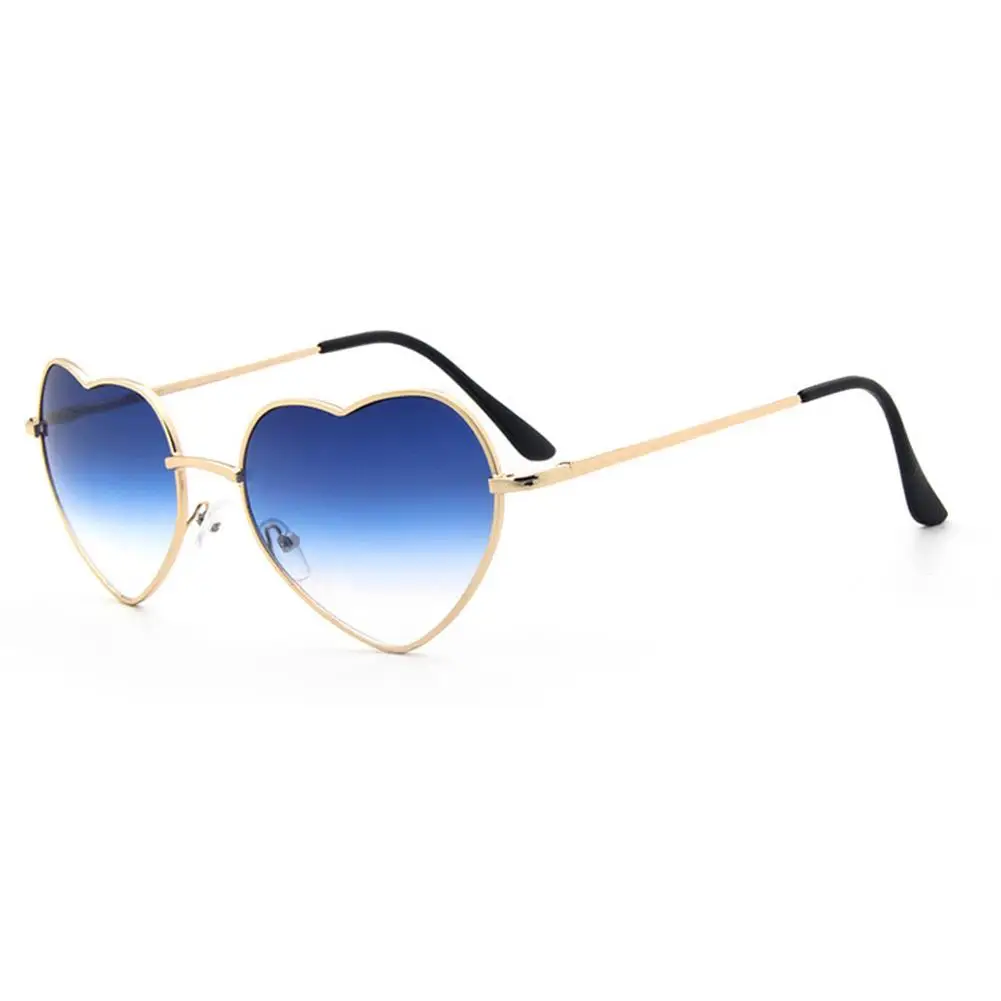 Женские солнцезащитные очки в форме сердца металлическая оправа HD градиентные цветные линзы антиуф модные ретро солнцезащитные очки