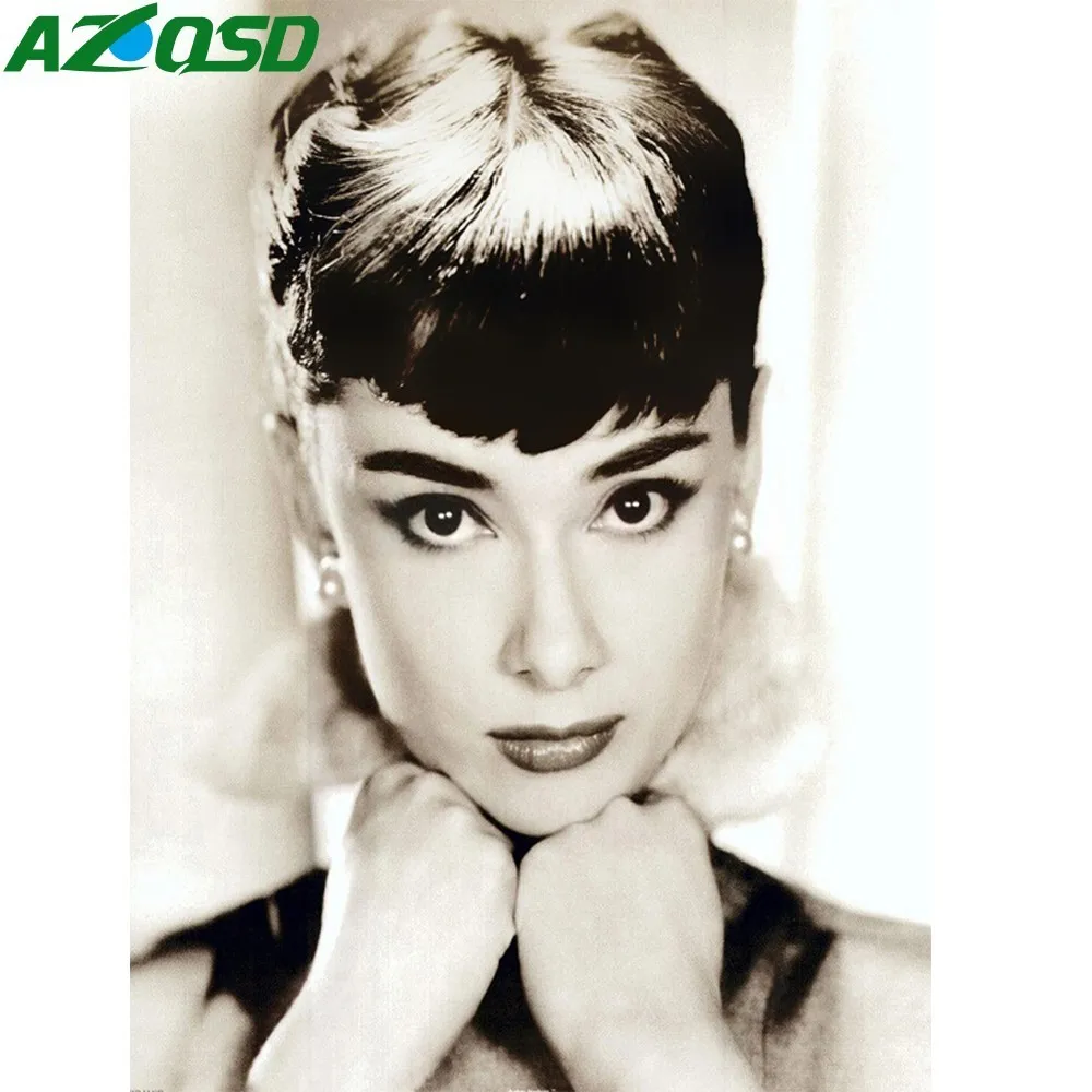 

AZQSD Oil Painting Audrey Hepburn Portrait Pictures By Numbers On Canvas Wall Pictures DIY Wall Art Home Decoration SZYH6075