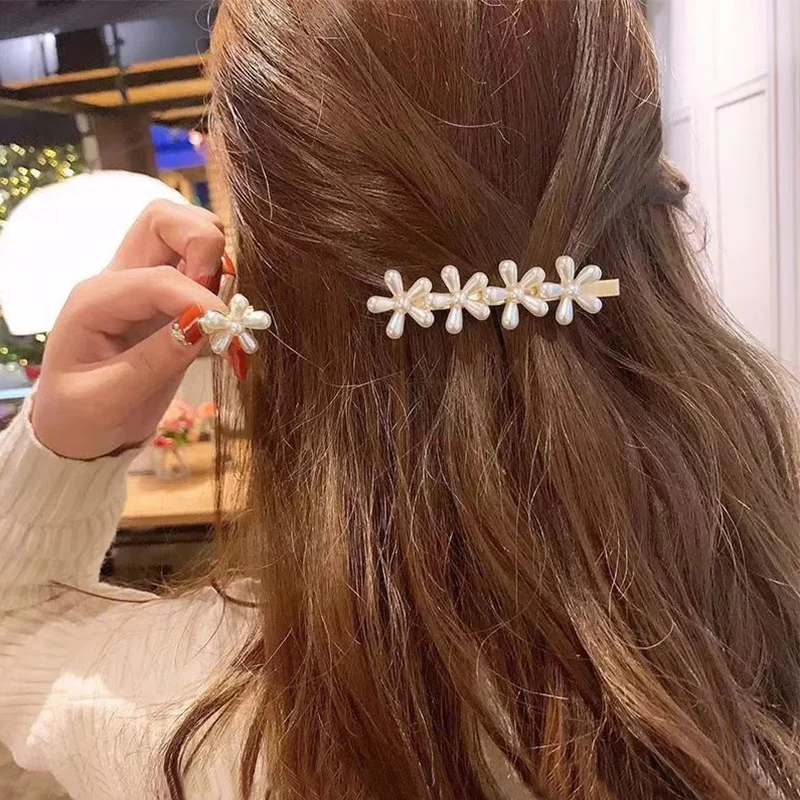 

Vintage Hair Jewelry Flower Elegant Pearl Barrette Fashion Women Bride Girl Hairpin Hair Clips Wedding
