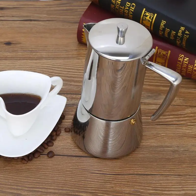 

2sizes Stainless Steel Coffee Pot Moka Coffee Maker Teapot Mocha Stovetop Tool Filter Percolator Cafetiere Percolator Tool