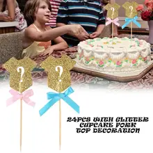 24 шт. блеск одежда украшения для капкейков Baby Shower День рождения Еда Декор 12 синий бантом+ розовый