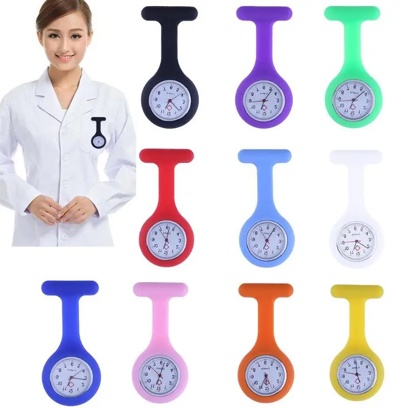 Многоцветные доктора медсестры Fob часы силиконовый ремешок карманные кварцевые часы женская одежда клип часы больницы