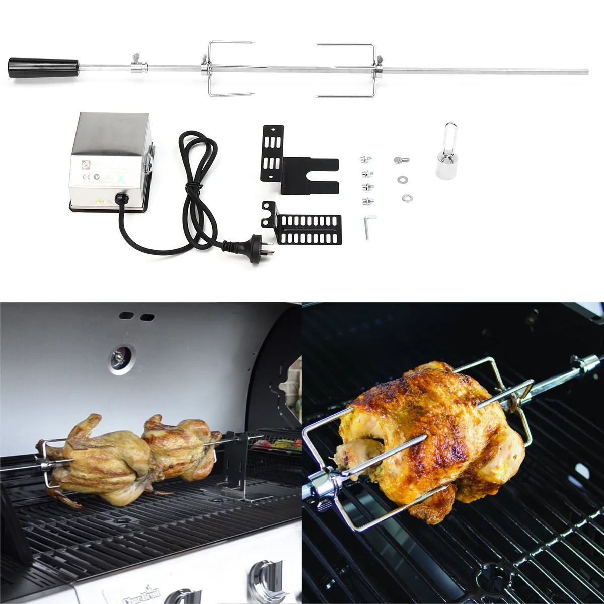 

Electric Automatic BBQ Grill Outdoor Camping Rotisserie BBQ Motor Roast Branch Metal Spit Roaster Rod Charcoal Pig Chicken 4W