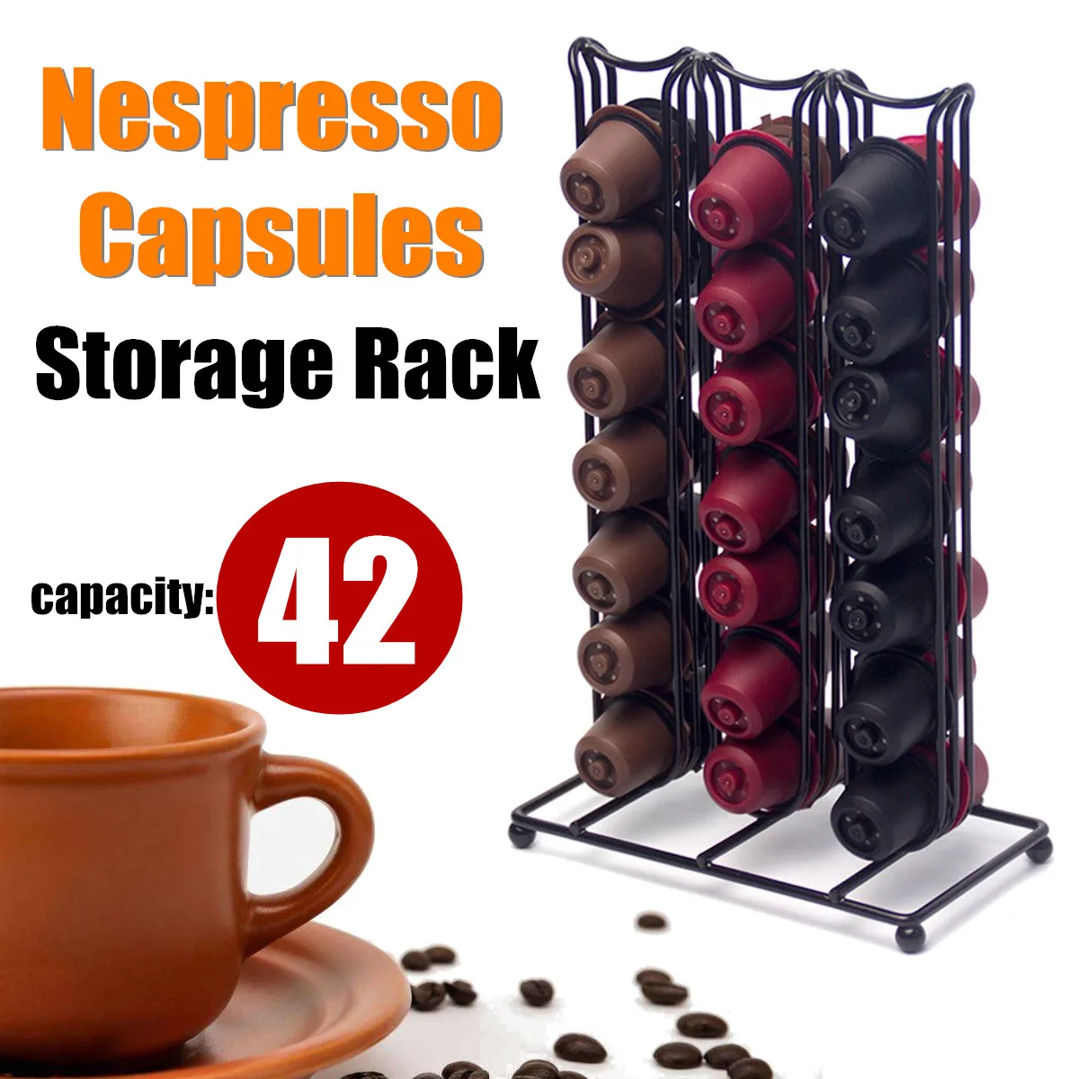 المعادن 42 نسبرسو القهوة كبسولات تخزين رف موزع حامل المنظم حامل اكسسوارات المطبخ Coffeeware مجموعة المنزل مكتب