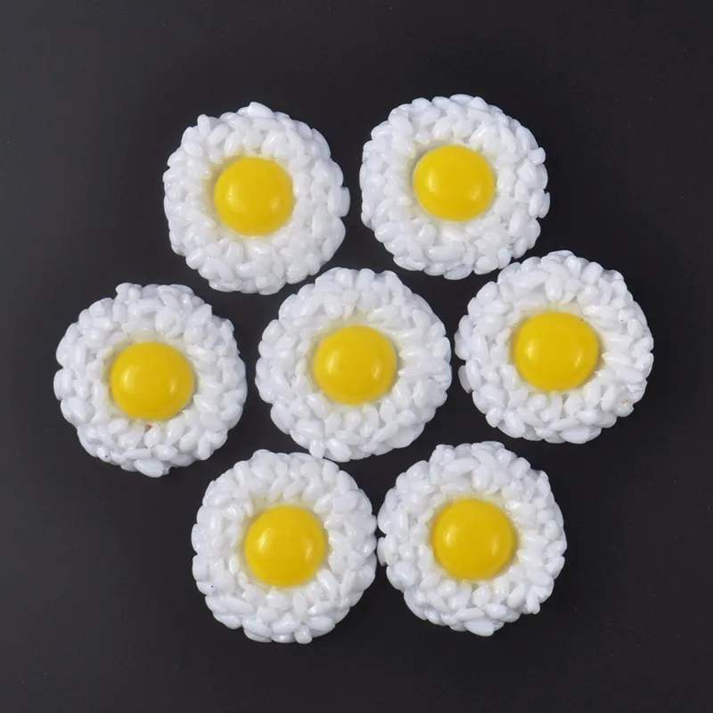 

10pc Fried Eggs Omelette Rice Food Miniatura Ornament Craft Decor Miniature Dollhouse Home Decoration Phone Case DIY Accessories