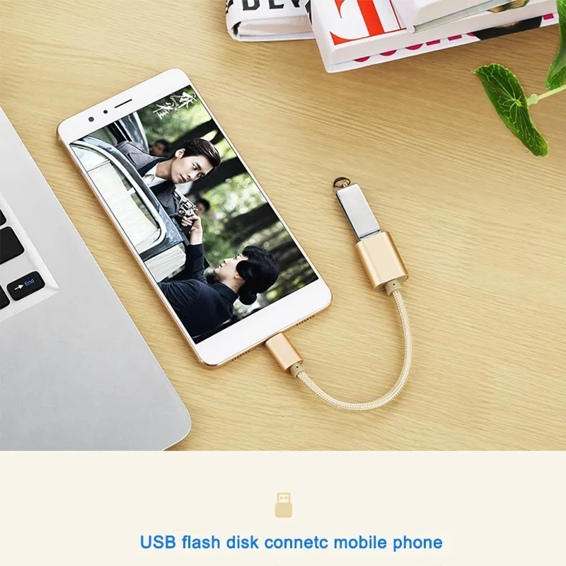 Кабель адаптер OTG Type C для Android Samsung Xiaomi Huawei USB otg Male To a Female 15 см шнур планшета