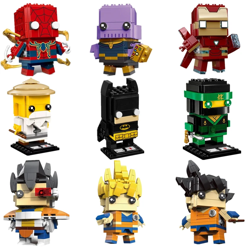 

Brickheadz Avengers Infinity War with Legoinglys Marvel Super Hero Brick Heads Ninja Dargon Ball Building Blocks Kids Toys Gift