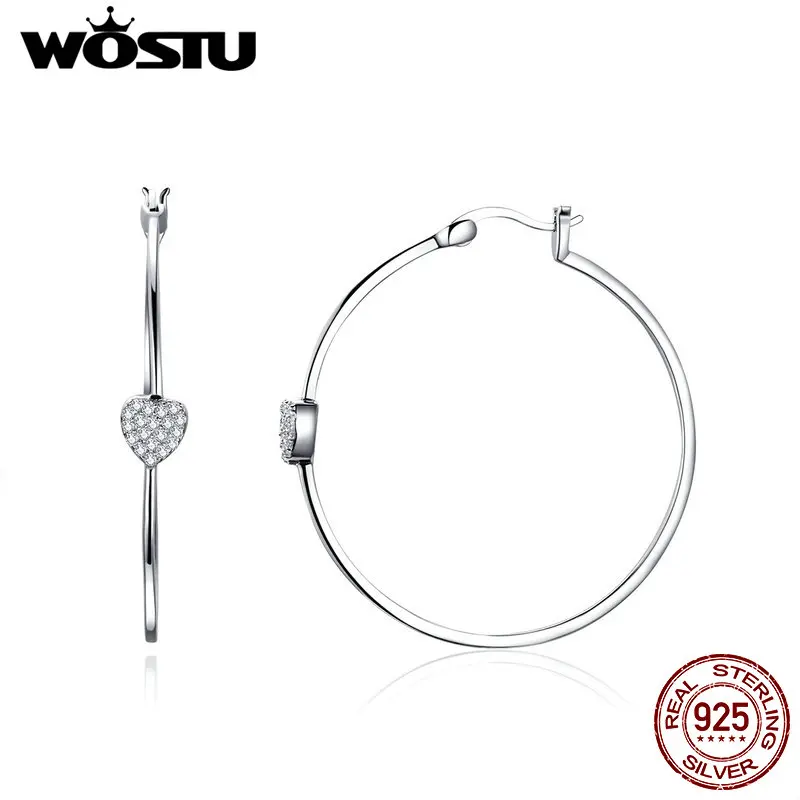 Женские серьги капельки WOSTU круглые из серебра 925 пробы с прозрачным кубическим цирконием роскошный подарок
