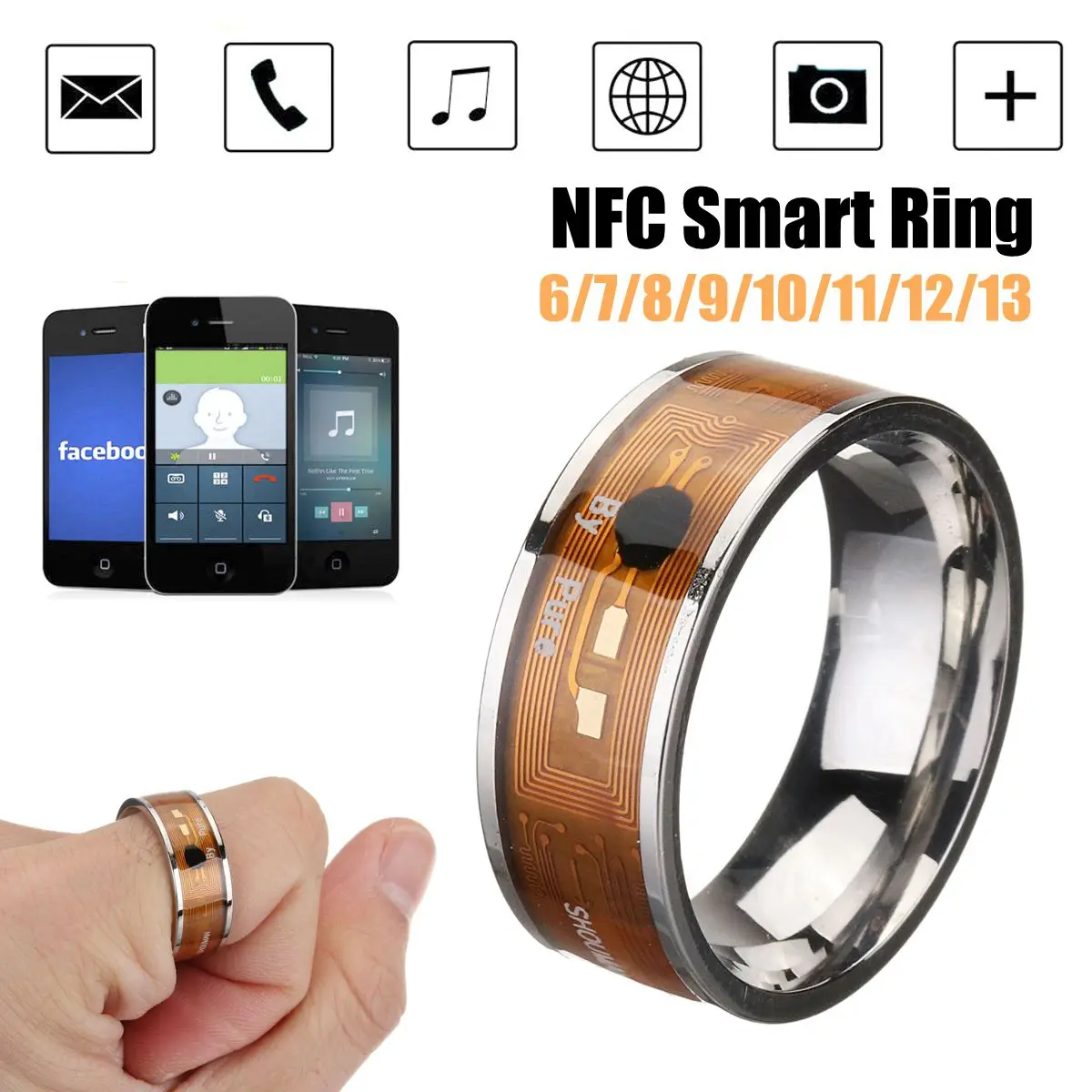 NFC умное кольцо многофункциональное водонепроницаемое умное волшебное умное кольцо на палец для Android Windows NFC Mobile