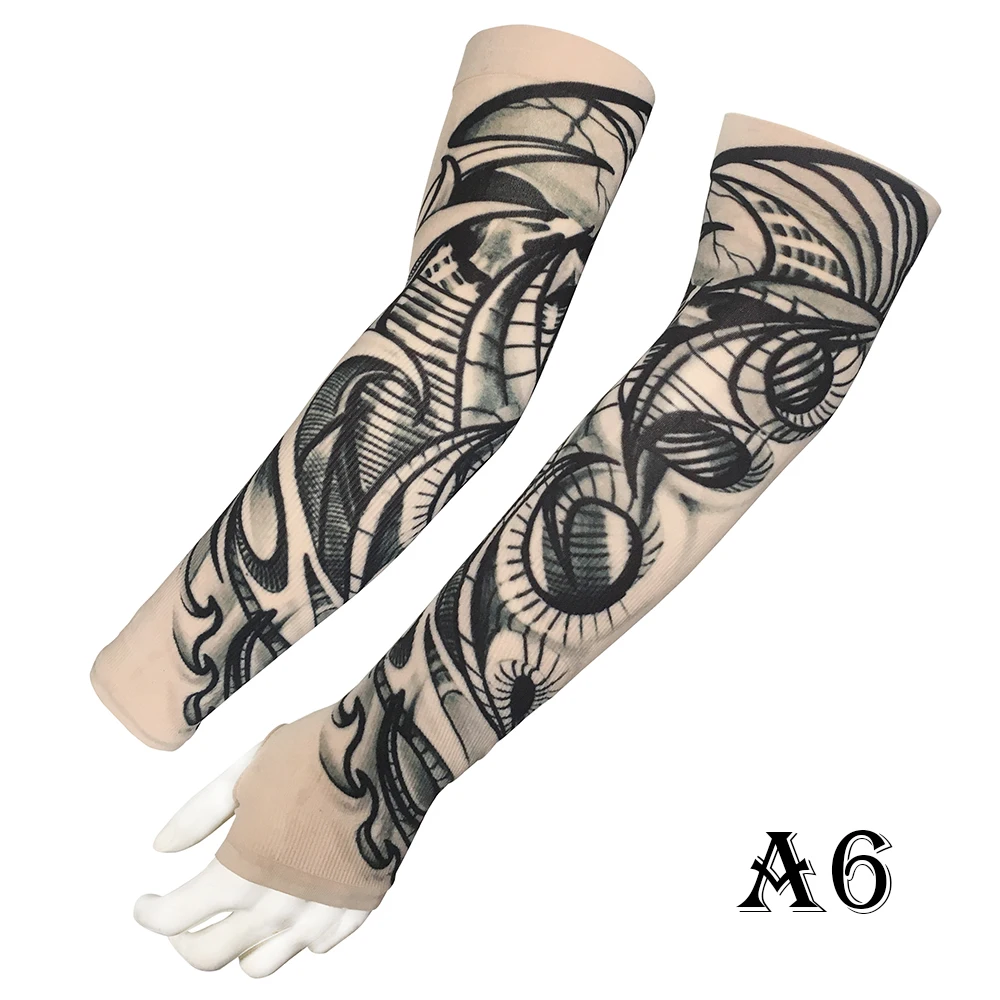 2 шт. (1 пара) Татуировка рукава Поддельные Временные татуировки рука Sunproof Art Half Finger