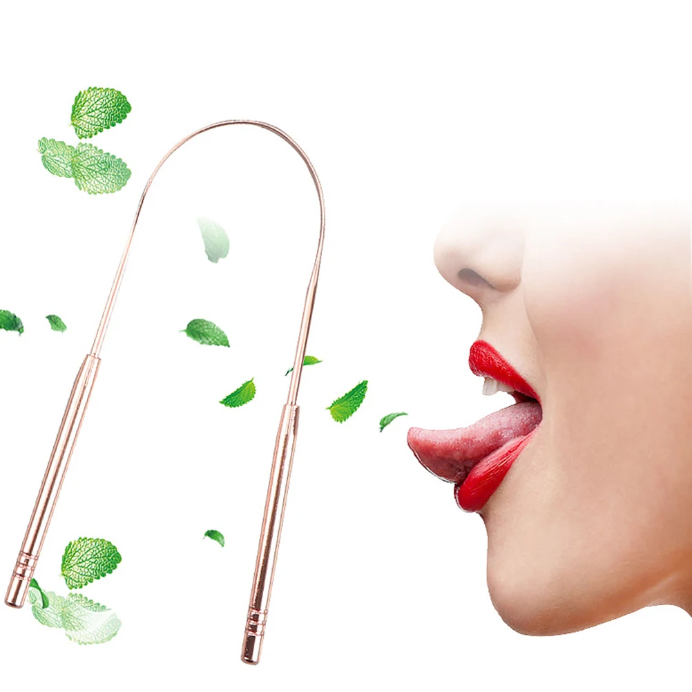 

2PCS Reusable Copper Tongue Coating Scraper Stainless Steel Tongue Sweepers Oral Tongue Health Cleaning Tool