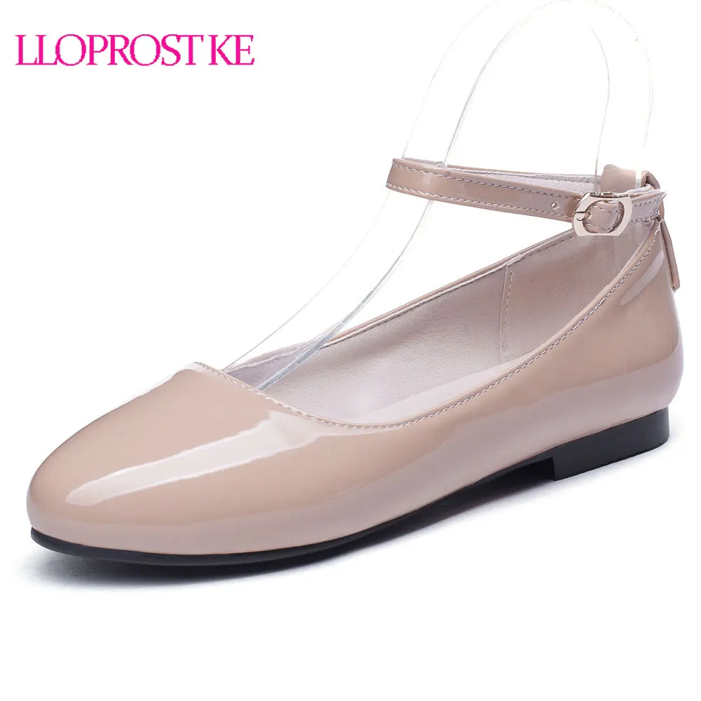 

Lloprost ke Round Toe 2019 Brand New Chic Style Elegant women's Flats Fashion Classics Mature Patent Leather women's Shoes H88