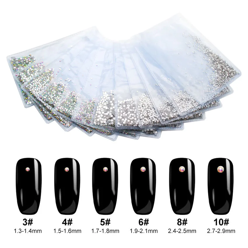 1440 قطع AB ومسح مسمار الراين 3D مسمار الفن كريستال الراين لالمسامير تصميم الأحجار الكريمة ستراس مسمار الفن زينة ZJ1086