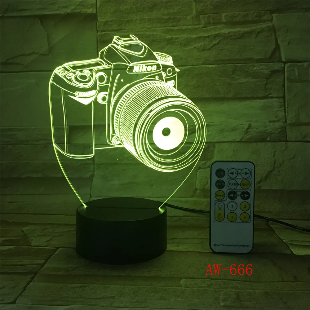 Nikon камера 3D Led Ночник светодиодные акриловые красочные огни голограмма детская