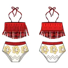 Комплект из двух предметов; летний комплект бикини для новорожденных девочек с принтом; комплект из двух предметов; купальный костюм; комплект бикини