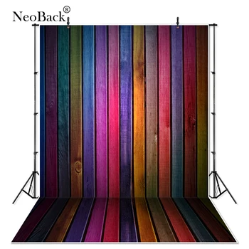 

NeoBack 5x7ft Thin vinyl Mixed Color Wood Wall Photographic Backgrounds children photo shooting printed Photo Backdrops 0417