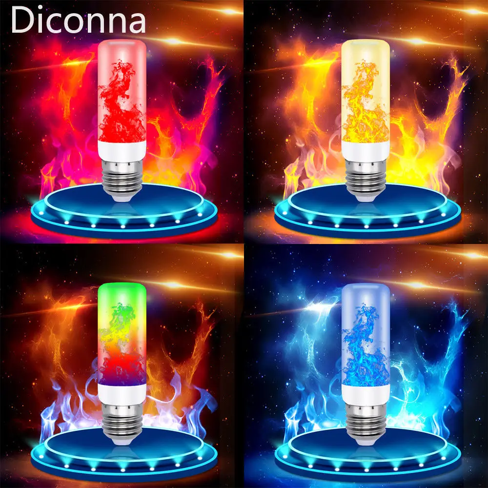 

4 Modes E27/26 LED Flame Effect Fire Light Bulb Flickering Lamp Christmas Decor Neon Bulbs Tubes Led Bulbs