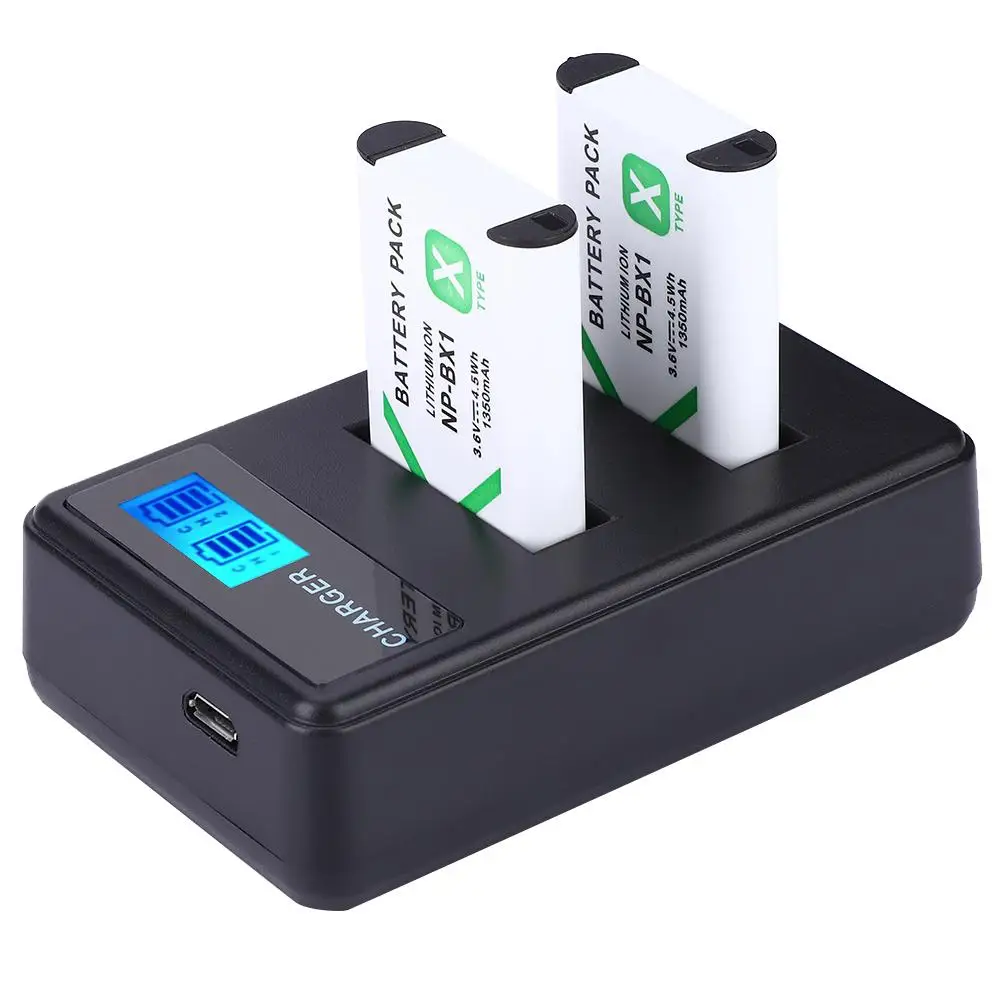 

NP-BX1 Battery Charger Dual Slot USB Charging with LCD Screen for Sony DSC-RX100 For Cyber-shot DSC-HX FDR-X3000R