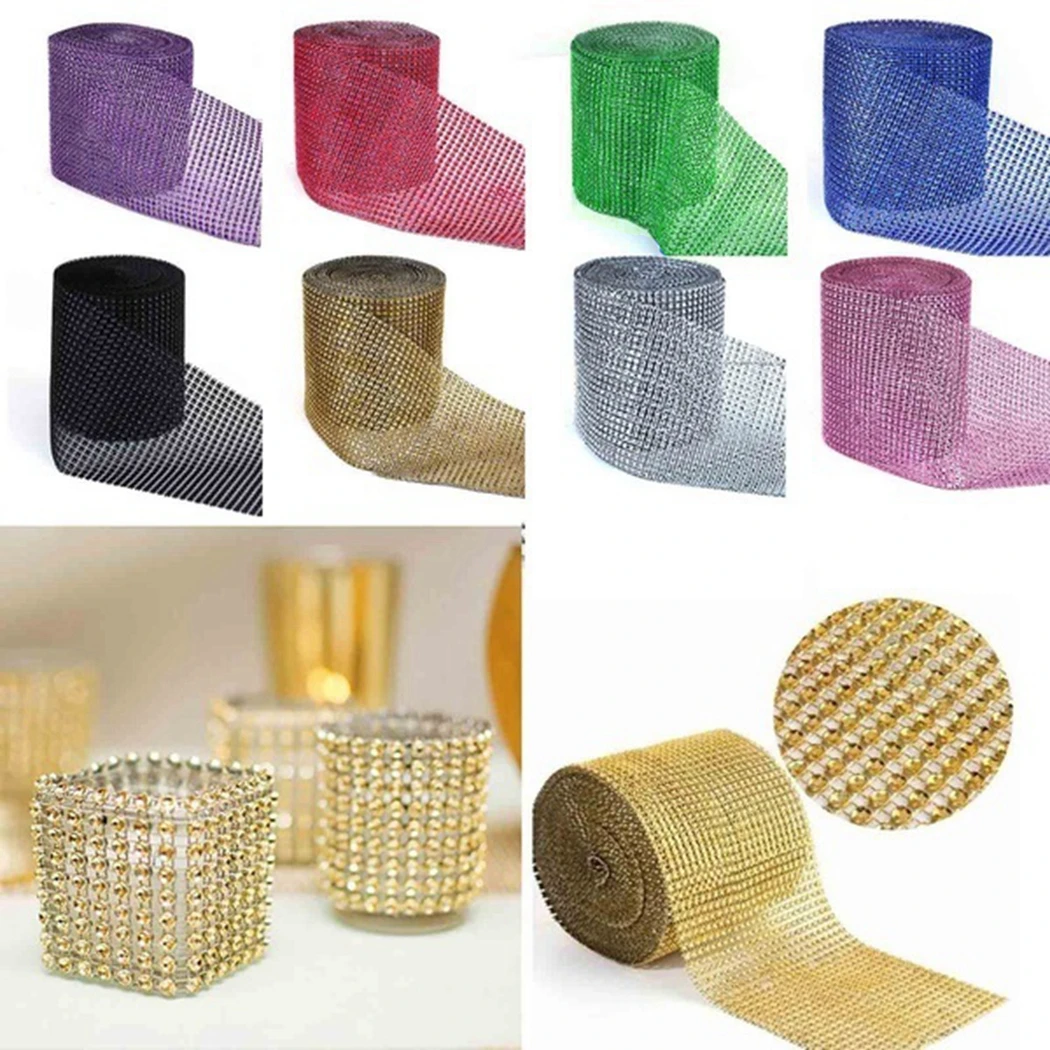 

24 Row Rhinestone Chain Diamond Mesh Trim Wedding Diamond Sparkle Rhinestone Chain for DIY Crafts Cake Ribbon