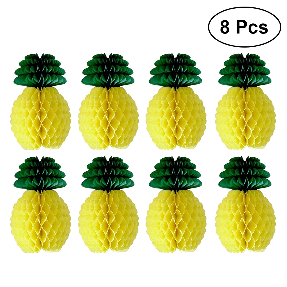 

8pcs Pineapple Honeycomb Decors Hawaii Style Fruit Theme Birthday Tropical Party Decorations Favors Accessories Supplies