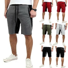 Мужские летние эластичные спортивные шорты в стиле пэчворк, повседневные шорты для фитнеса, свободные пляжные шорты