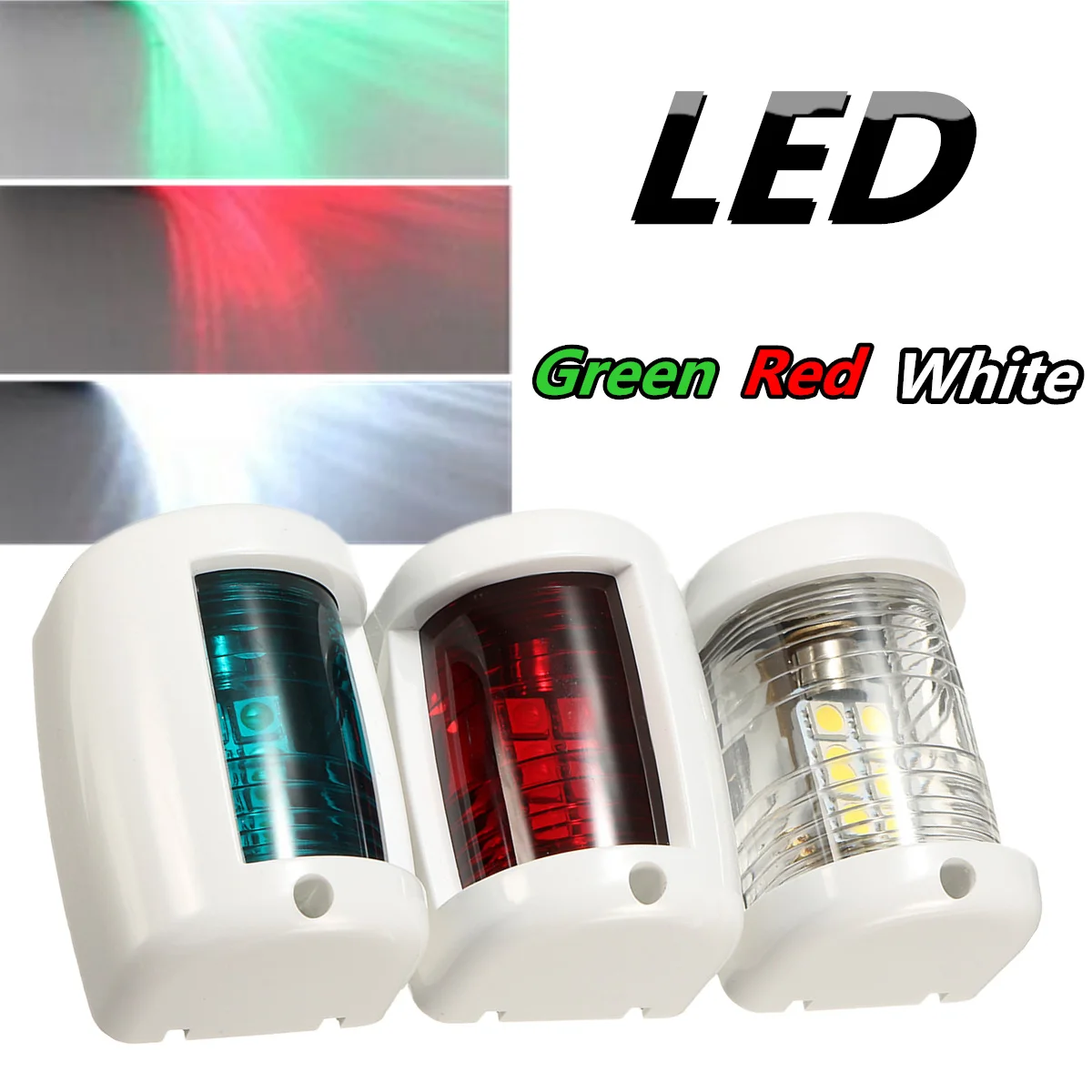 3pcs 1W 12V Navigation LED Signal Light Red Green White Sailing Signal