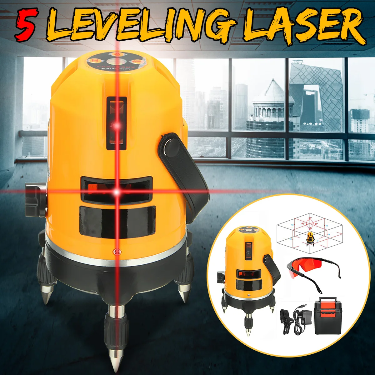

5 Lines 6 Points Red Light Laser Level Self Leveling Measure Vertical Horizontal Tilt Mode Cross-Line Powerful Laser Beam